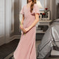 Stephanie A-Line V-neck Asymmetrical Chiffon Junior Bridesmaid Dress With Ruffle DLP0013604