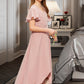 Stephanie A-Line V-neck Asymmetrical Chiffon Junior Bridesmaid Dress With Ruffle DLP0013604