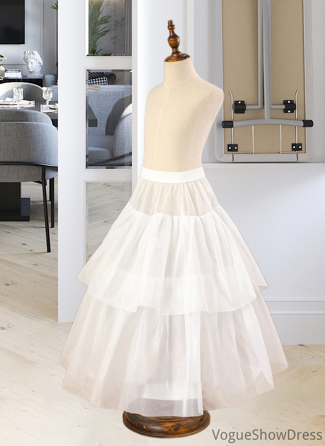 Terri Ball-Gown/PrincessScoopNeckFloor-LengthTulleJuniorBridesmaidDressWithSashBeading#136423 DLP0013615