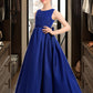 Zara Ball-Gown/Princess Scoop Neck Sweep Train Satin Junior Bridesmaid Dress With Bow(s) DLP0013628