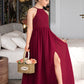 Belinda A-Line Scoop Neck Floor-Length Chiffon Lace Junior Bridesmaid Dress With Split Front DLP0013645