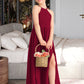 Belinda A-Line Scoop Neck Floor-Length Chiffon Lace Junior Bridesmaid Dress With Split Front DLP0013645