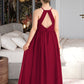 Belinda A-Line Scoop Neck Floor-Length Chiffon Lace Junior Bridesmaid Dress With Split Front DLP0013645