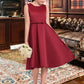 Nicola A-Line Scoop Neck Knee-Length Satin Junior Bridesmaid Dress With Lace Bow(s) DLP0013646