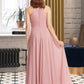 Adyson A-Line Square Neckline Floor-Length Chiffon Junior Bridesmaid Dress With Ruffle DLP0013651