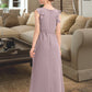 Alicia A-Line Scoop Neck Floor-Length Chiffon Junior Bridesmaid Dress With Bow(s) Cascading Ruffles DLP0013659