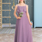 Shirley A-Line Square Neckline Floor-Length Chiffon Lace Junior Bridesmaid Dress DLP0013660