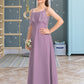 Shirley A-Line Square Neckline Floor-Length Chiffon Lace Junior Bridesmaid Dress DLP0013660