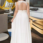 Stacy A-Line V-neck Sweep Train Chiffon Lace Wedding Dress With Lace DLP0013677