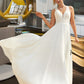 Stacy A-Line V-neck Sweep Train Chiffon Lace Wedding Dress With Lace DLP0013677