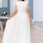 Shea A-Line V-neck Floor-Length Chiffon Lace Wedding Dress DLP0013678