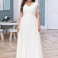 Shea A-Line V-neck Floor-Length Chiffon Lace Wedding Dress DLP0013678