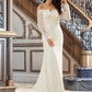 Kate Trumpet/Mermaid Off-the-Shoulder Court Train Wedding Dress With Lace DLP0013680