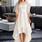 Nicole A-Line Scoop Neck Asymmetrical Satin Lace Wedding Dress DLP0013684