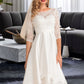 Nicole A-Line Scoop Neck Asymmetrical Satin Lace Wedding Dress DLP0013684