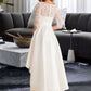 Nicole A-Line Scoop Neck Asymmetrical Satin Lace Wedding Dress DLP0013684