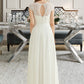 Laura A-Line Floor-Length Chiffon Lace Wedding Dress DLP0013687