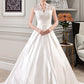 Anastasia Ball-Gown/Princess V-neck Court Train Satin Lace Wedding Dress With Ruffle DLP0013688