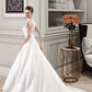 Anastasia Ball-Gown/Princess V-neck Court Train Satin Lace Wedding Dress With Ruffle DLP0013688