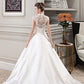 Anastasia Ball-Gown/Princess V-neck Court Train Satin Lace Wedding Dress With Ruffle DLP0013688