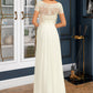 Lilith A-Line V-neck Floor-Length Chiffon Lace Wedding Dress With Lace DLP0013691