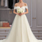 Sarai Ball-Gown/Princess Off-the-Shoulder Court Train Tulle Lace Wedding Dress With Ruffle DLP0013692