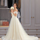 Sarai Ball-Gown/Princess Off-the-Shoulder Court Train Tulle Lace Wedding Dress With Ruffle DLP0013692