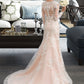 Raina Trumpet/Mermaid V-neck Court Train Tulle Lace Wedding Dress DLP0013694