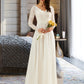 Mayra A-Line V-neck Sweep Train Wedding Dress With Lace DLP0013696