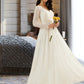 Mayra A-Line V-neck Sweep Train Wedding Dress With Lace DLP0013696