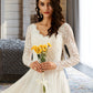 Mayra A-Line V-neck Sweep Train Wedding Dress With Lace DLP0013696