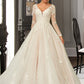 Marlie Ball-Gown/Princess V-neck Sweep Train Tulle Lace Wedding Dress DLP0013698