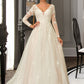 Marlie Ball-Gown/Princess V-neck Sweep Train Tulle Lace Wedding Dress DLP0013698