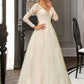 Marlie Ball-Gown/Princess V-neck Sweep Train Tulle Lace Wedding Dress DLP0013698