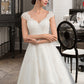 Toni A-Line V-neck Knee-Length Tulle Lace Wedding Dress DLP0013700