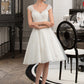 Toni A-Line V-neck Knee-Length Tulle Lace Wedding Dress DLP0013700