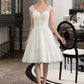 Toni A-Line V-neck Knee-Length Tulle Lace Wedding Dress DLP0013700