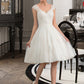 Toni A-Line V-neck Knee-Length Tulle Lace Wedding Dress DLP0013700