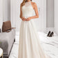 Teresa A-Line High Neck Floor-Length Chiffon Wedding Dress DLP0013702