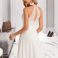 Teresa A-Line High Neck Floor-Length Chiffon Wedding Dress DLP0013702