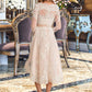 Hadassah A-Line V-neck Asymmetrical Satin Tulle Lace Wedding Dress DLP0013706