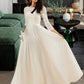 Liliana A-Line Sweep Train Wedding Dress With Lace DLP0013715