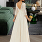 Liliana A-Line Sweep Train Wedding Dress With Lace DLP0013715