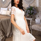 Makena A-Line V-neck Knee-Length Chiffon Wedding Dress With Lace DLP0013720