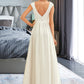 Jaliyah A-Line V-neck Floor-Length Chiffon Lace Wedding Dress DLP0013722