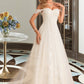 Haylee Ball-Gown/Princess Chapel Train Tulle Lace Wedding Dress With Sequins DLP0013726