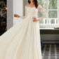 Phoenix A-Line Off-the-Shoulder Sweep Train Wedding Dress With Lace DLP0013734