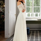 Phoenix A-Line Off-the-Shoulder Sweep Train Wedding Dress With Lace DLP0013734