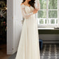 Phoenix A-Line Off-the-Shoulder Sweep Train Wedding Dress With Lace DLP0013734