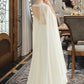 Imani A-Line V-neck Floor-Length Chiffon Lace Wedding Dress With Sequins DLP0013736